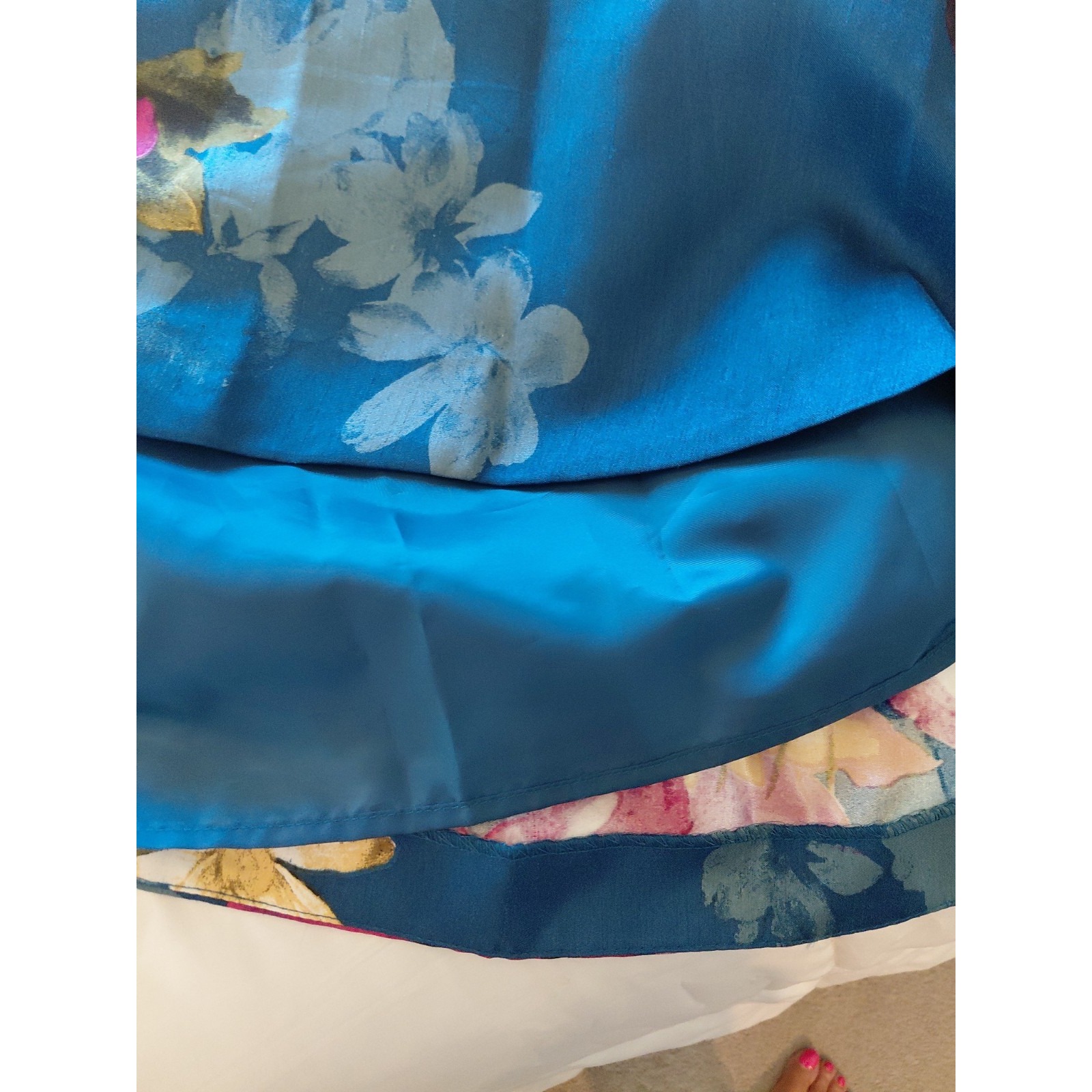 Roz & Ali Size 18 Aline Dress Blue Pink Floral Sleeveless Lined Dressy Nwot — image 6 of 8